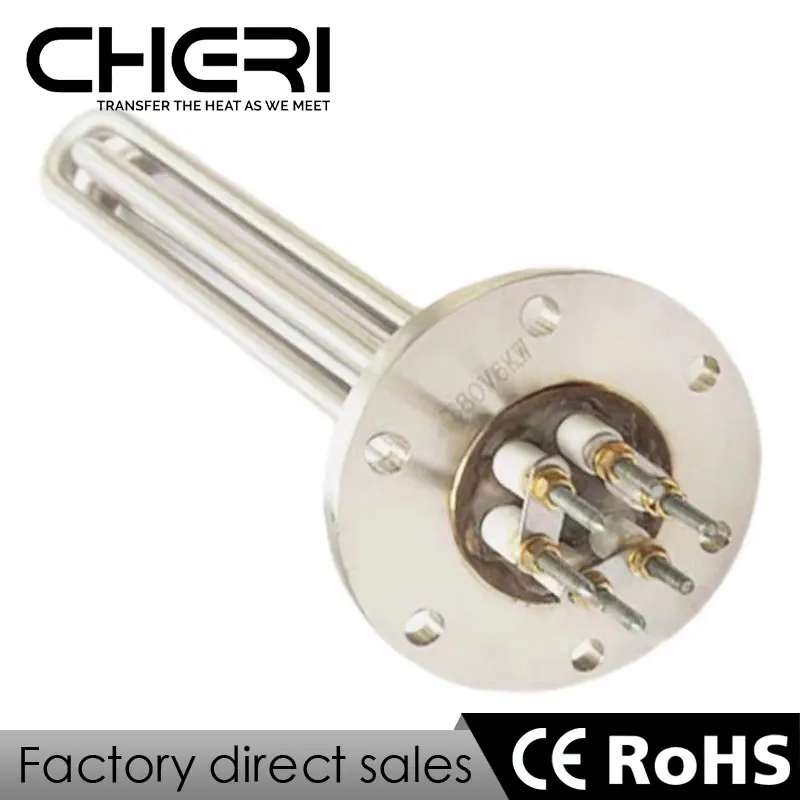 3kw 6kw 9kw 220V 380V en acier inoxydable électrique avec élément chauffant à bride chaudière à eau chauffage tubulaire bouchon à vis thermoplongeur